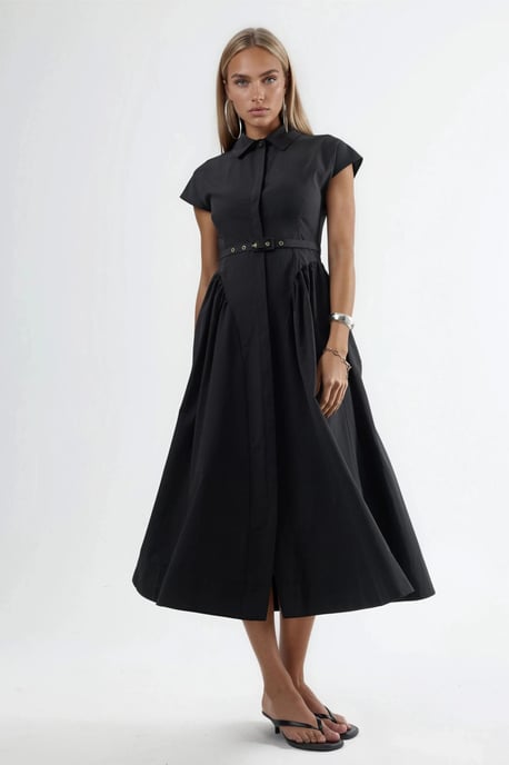 Midikleid mit Gürtel und Hemdkragen - Image 6