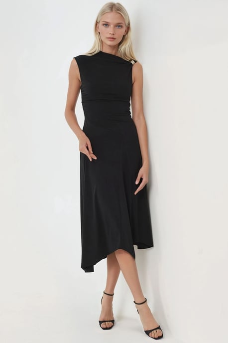 Zugängliche Detaillierte Asymmetrische Midi-Kleid - Image 4