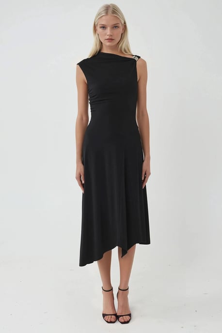 Zugängliche Detaillierte Asymmetrische Midi-Kleid - Image 6