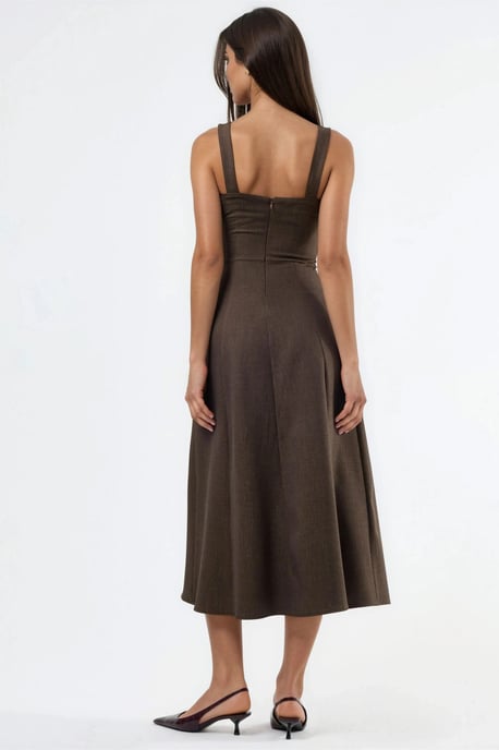 Kleid mit quadratischem Ausschnitt im A-Linien-Schnitt midi - Image 3
