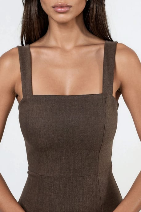 Kleid mit quadratischem Ausschnitt im A-Linien-Schnitt midi - Image 4