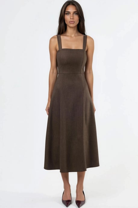 Kleid mit quadratischem Ausschnitt im A-Linien-Schnitt midi - Image 5