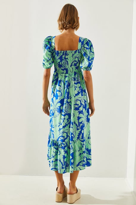 Rüschengeschnittenes Midikleid mit quadratischem Kragen - Image 5