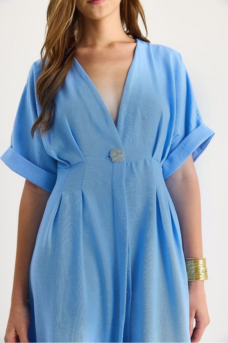 V-Ausschnitt Midi-Kleid mit Schlitz - Image 5