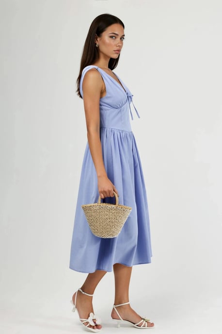 V-Ausschnitt Midi-Kleid mit Schleifen-Detail - Image 2