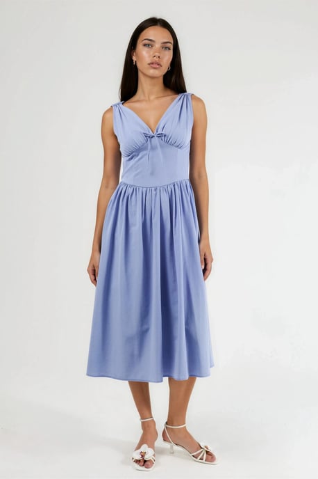 V-Ausschnitt Midi-Kleid mit Schleifen-Detail - Image 4