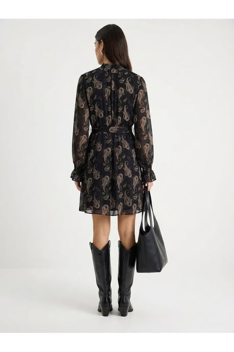Kragenloses Mini-Kleid mit Paisley-Print und Gürtel - Image 5