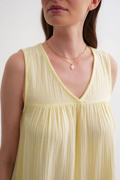 Ärmelloses V-Ausschnitt Musselin-Midi-Kleid mit Taschen - Image 6