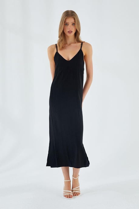 V-Ausschnitt Schlitz Midi-Kleid - Image 1