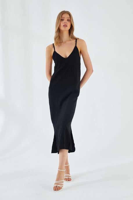 V-Ausschnitt Schlitz Midi-Kleid - Image 3