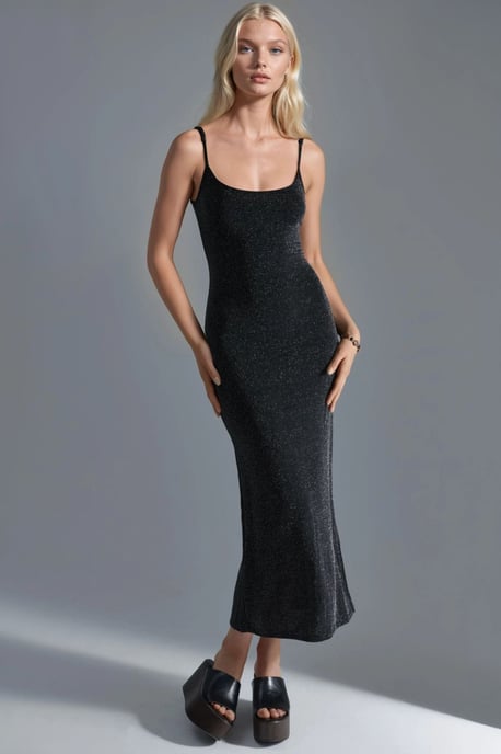 Glänzendes Midi-Kleid mit U-Ausschnitt - Image 6