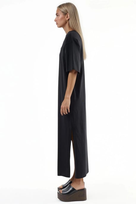 V-Ausschnitt Lockeres Midi-Kleid - Image 3