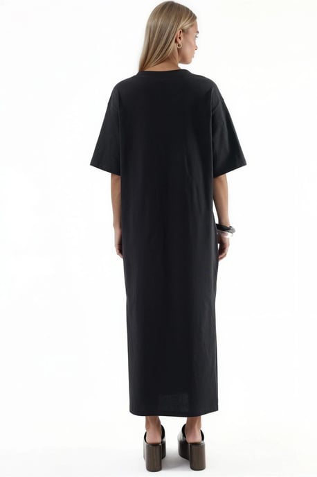 V-Ausschnitt Lockeres Midi-Kleid - Image 4