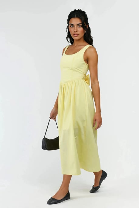 Midi-Kleid mit quadratischem Kragen und Schleifendetail - Image 5