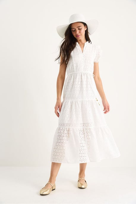 Texturiertes V-Ausschnitt-Midi-Kleid mit Kordelzug - Image 3