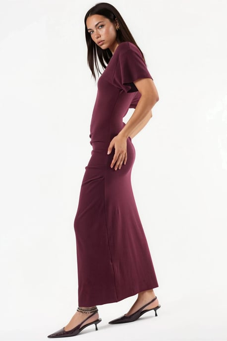 Einfarbiges Bodycon-Midikleid mit Rundhalsausschnitt - Image 2