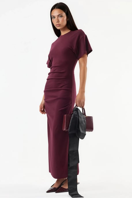 Einfarbiges Bodycon-Midikleid mit Rundhalsausschnitt - Image 4