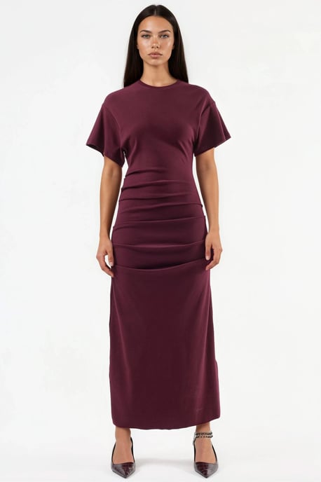 Einfarbiges Bodycon-Midikleid mit Rundhalsausschnitt - Image 6