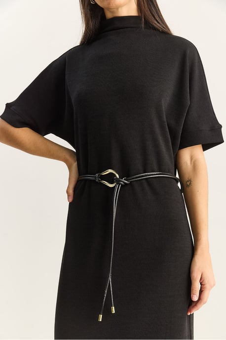 Bianco Lucci Basic Midi-Kleid - Schwarz - Image 6