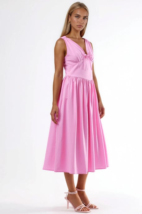 V-Ausschnitt Midikleid mit Schleifendetail - Image 2