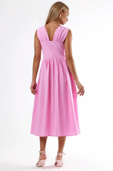V-Ausschnitt Midikleid mit Schleifendetail - Image 3