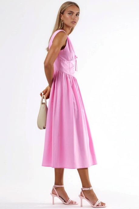 V-Ausschnitt Midikleid mit Schleifendetail - Image 4