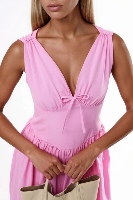 V-Ausschnitt Midikleid mit Schleifendetail - Image 5