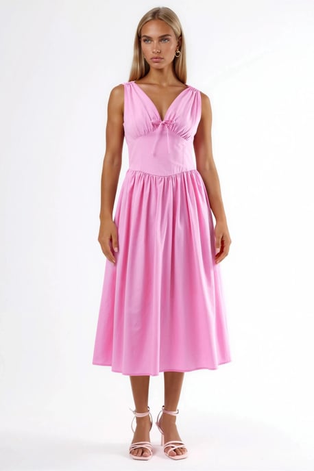 V-Ausschnitt Midikleid mit Schleifendetail - Image 6