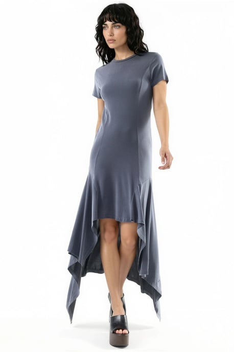 Asymmetrisches Midikleid mit Rundhalsausschnitt - Image 2
