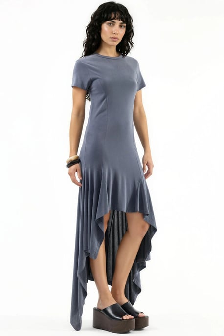 Asymmetrisches Midikleid mit Rundhalsausschnitt - Image 5