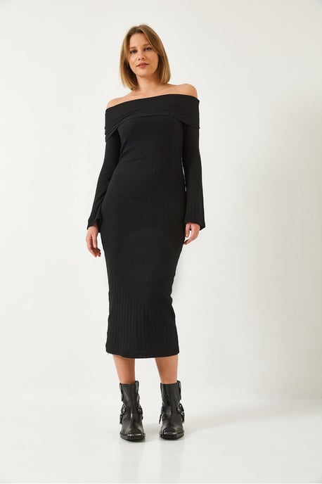 Trägerloses Ripp-Midi-Kleid - Image 2