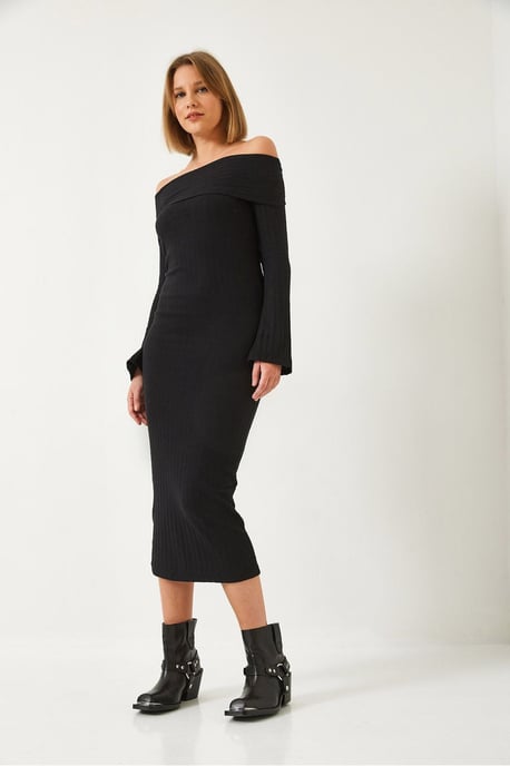 Trägerloses Ripp-Midi-Kleid - Image 3
