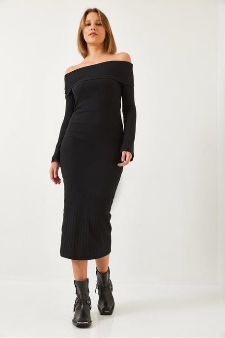 Trägerloses Ripp-Midi-Kleid - Image 4