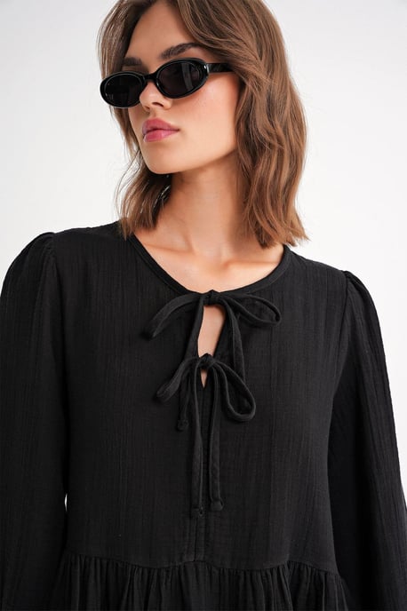 V-Ausschnitt Midi-Kleid mit Bindeband - Image 2