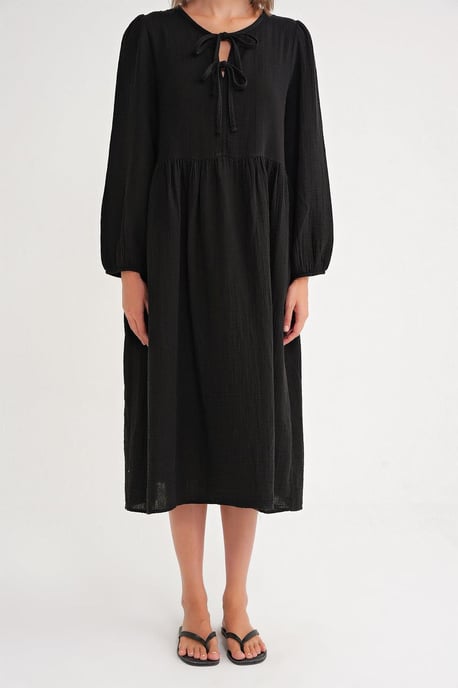 V-Ausschnitt Midi-Kleid mit Bindeband - Image 6