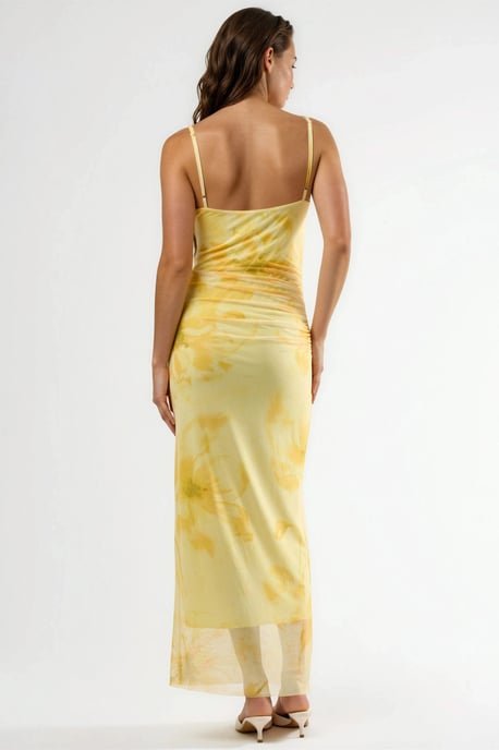 Blumiges Körperbetontes Midi-Kleid mit Drapierung - Image 3