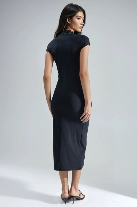 Schmal geschnittenes Midi-Kleid mit Rundhalsausschnitt - Image 3