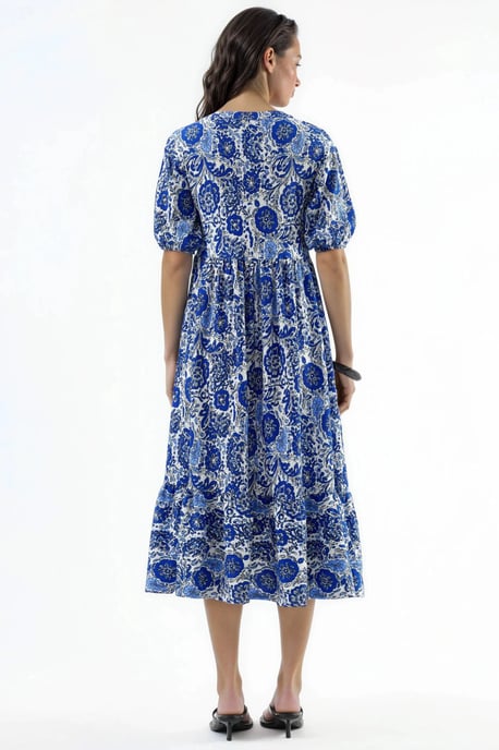 Blumiges Krepp-Midikleid mit Dreiviertelärmeln - Image 3