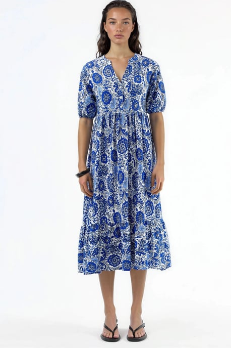 Blumiges Krepp-Midikleid mit Dreiviertelärmeln - Image 5