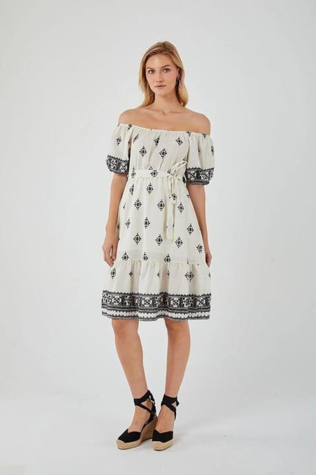 Blumen Off-Shoulder Midi-Kleid - Image 1