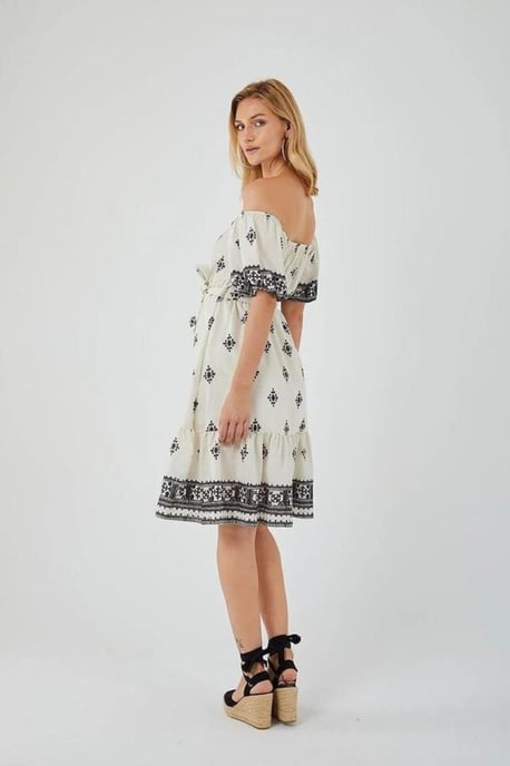 Blumen Off-Shoulder Midi-Kleid - Image 3