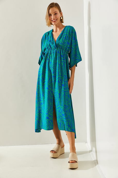 Abstraktes V-Ausschnitt Midi-Kleid - Image 3