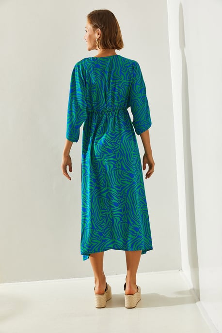Abstraktes V-Ausschnitt Midi-Kleid - Image 5