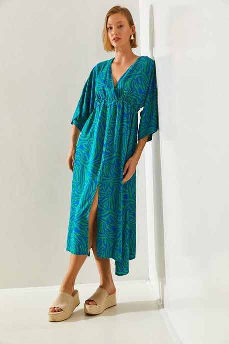 Abstraktes V-Ausschnitt Midi-Kleid - Image 6