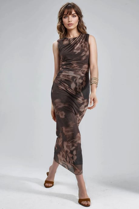 Muster Midi Kleid - Image 1