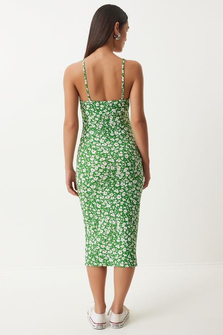 Blumiges Bodycon-Midi-Kleid mit Schlitz - Image 6