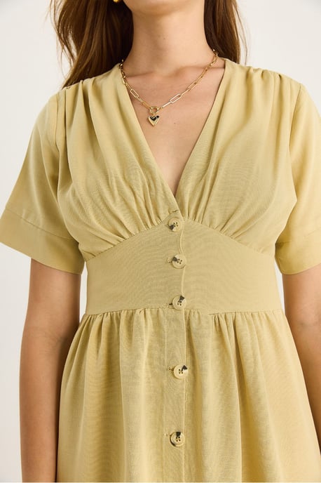 V-Ausschnitt Knopf Midi Hemdkleid - Image 5