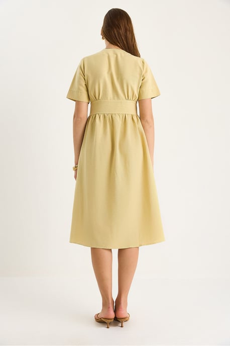 V-Ausschnitt Knopf Midi Hemdkleid - Image 6