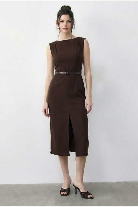 Gepolstertes Midi-Bleistiftkleid mit Bootsausschnitt - Image 2