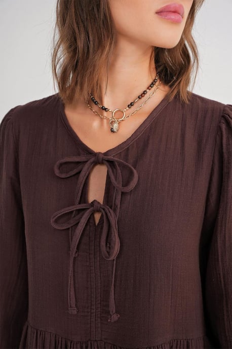 V-Ausschnitt Midi-Kleid mit Bindeband - Image 5